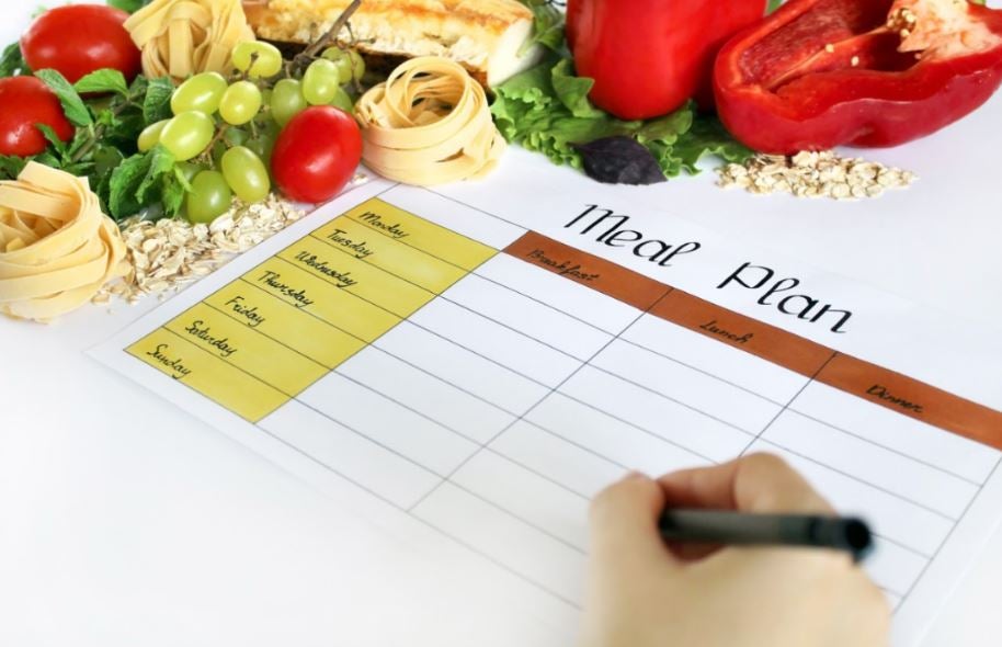 plan de alimentación, frutas y verduras