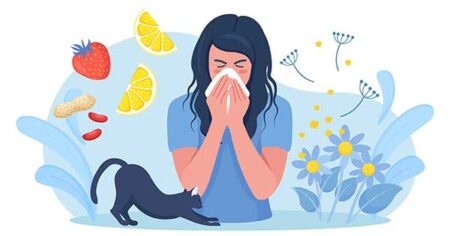 animación mujer con alergia