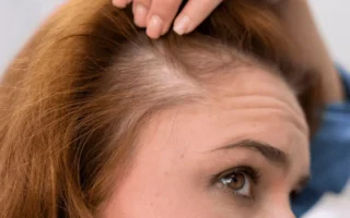 mujer con caída de cabello
