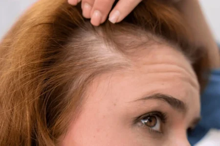 mujer con caída de cabello