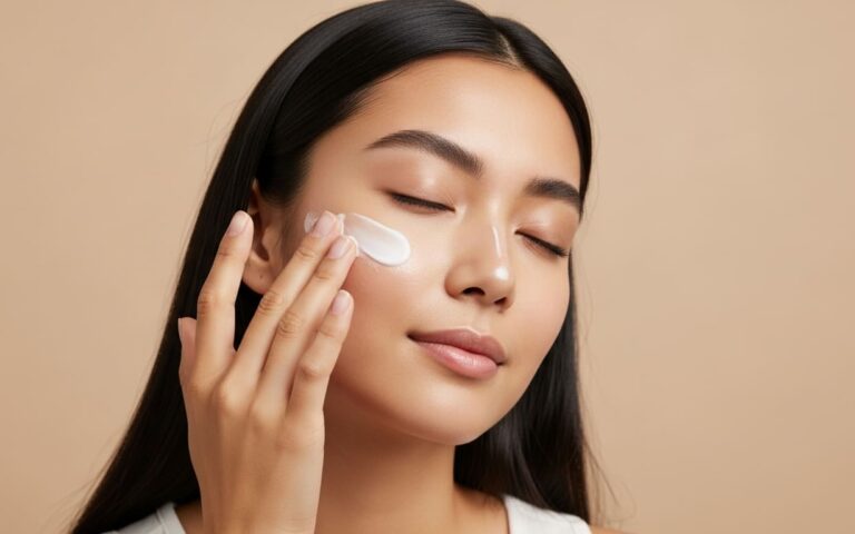 Mujer aplicando crema