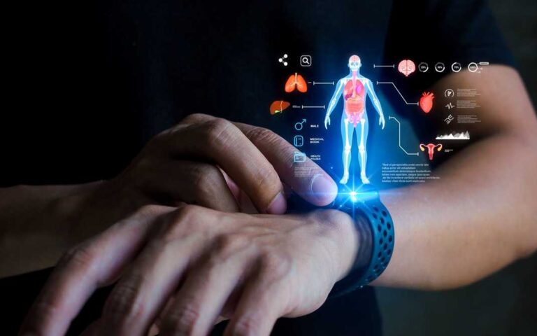 diagrama de cuerpo humano en un reloj